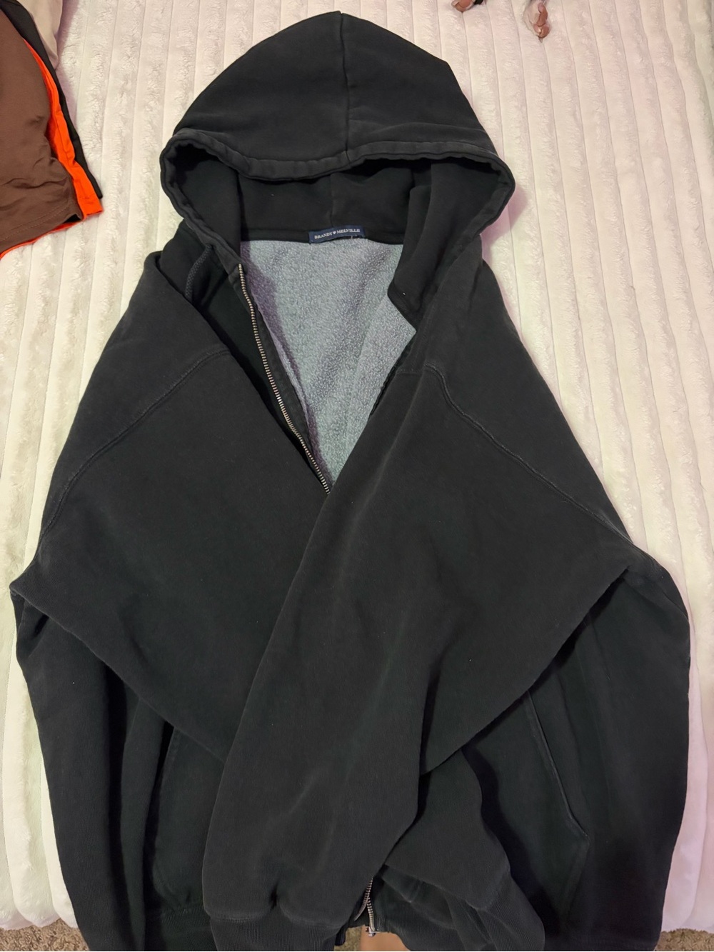 Brandy Melville Black Teddy Zip-Up Jacket - Picture 2 of 2